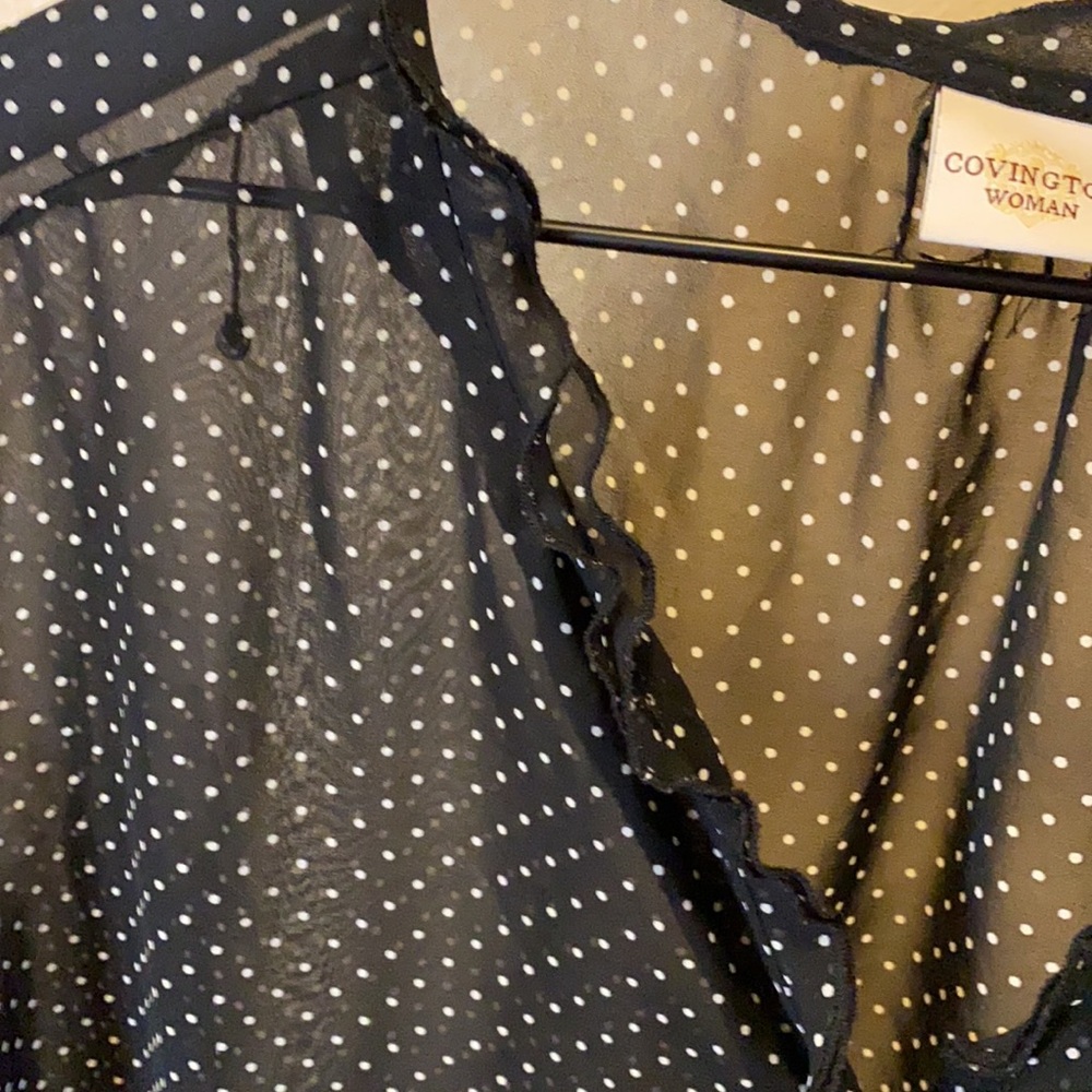 GUC Covington sheer black w/white dots blouse - Picture 4 of 5